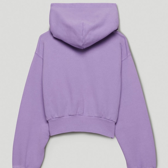 Aritiza tna cozy fleece perfect shrunken hoodie crop pullover petal purple - Picture 3 of 8